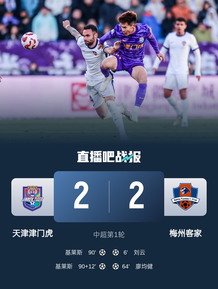 足球報:津門虎30次射門換來2進球 聯賽首戰不勝記錄擴大到第13年
